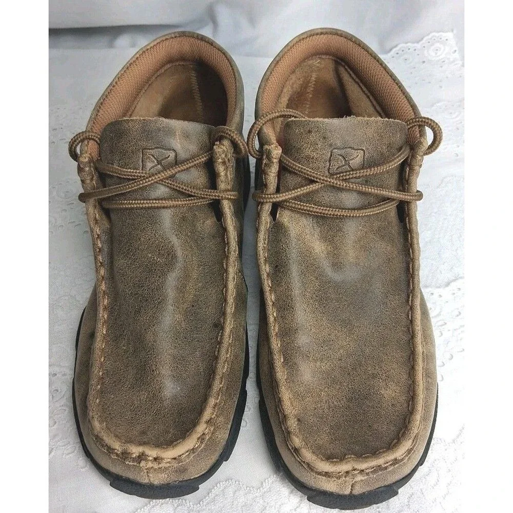 Twisted X Boots Youth 3.5M Chukka Boots Brown Leather Lace Up Moc Toe Western